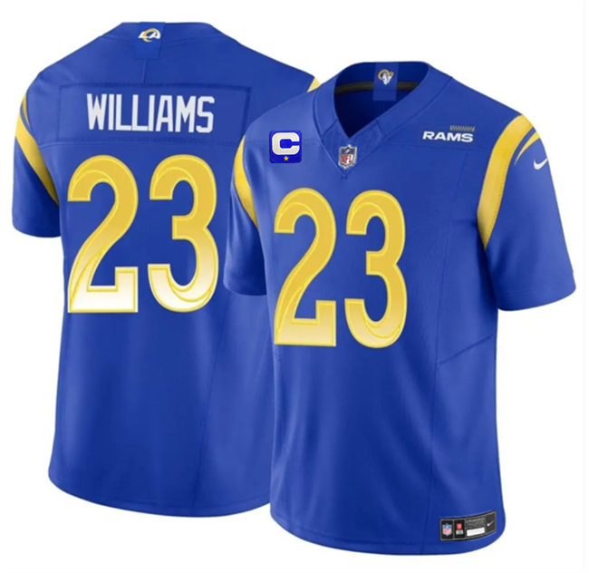 Men's White Los Angeles Rams #23 Kyren Williams 2025 F.U.S.E. With 1-Star C Patch Vapor Untouchable Stitched Football Jersey